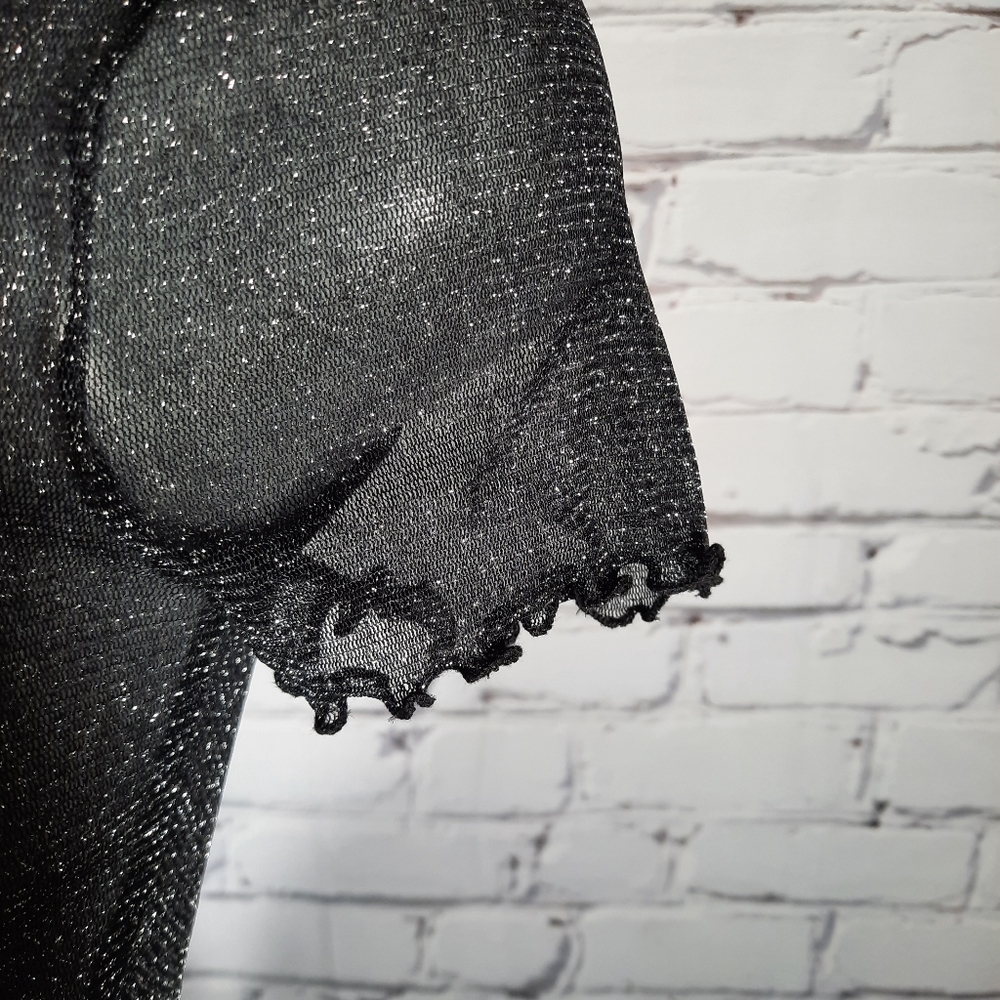 Shein sheer crop top with silver sparkles size S - Picture 5 of 11